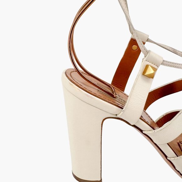 Valentino Garavani Rockstud White Lace Up Gladiator Sandals Heels Size 38 US 8 - Picture 10 of 16
